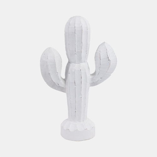 21374-01#14" Wooden Cactus Decor, Wht