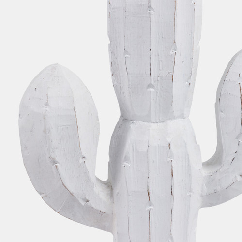 21374-01#14" Wooden Cactus Decor, Wht