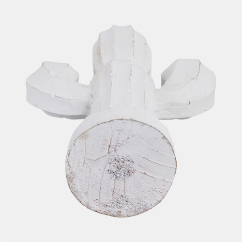 21374-01#14" Wooden Cactus Decor, Wht