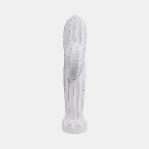 21374-02#18" Wooden Cactus Decor, Wht