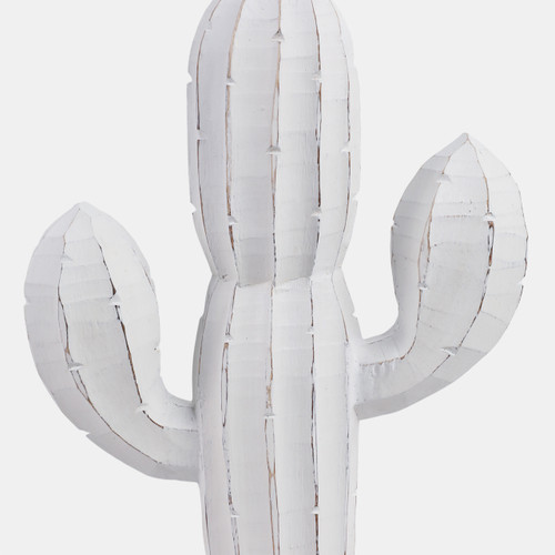 21374-02#18" Wooden Cactus Decor, Wht