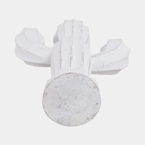 21374-02#18" Wooden Cactus Decor, Wht