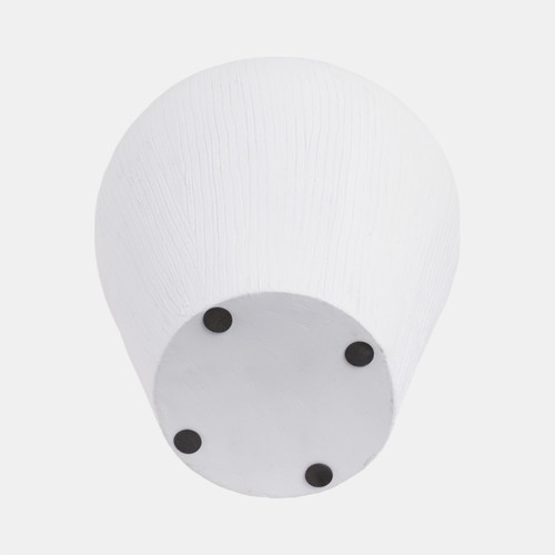 21377-02#17" Textured Terracotta Vase W/rattan Handle, Wht