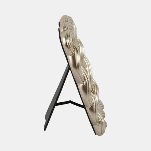 21395-01#4x6 Polyresin Twisted Rope Photo Frame, Gold