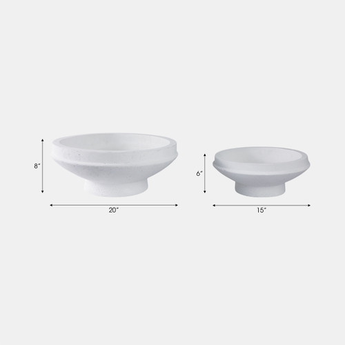 21429-01#S/2 15/20" Pedestal Bowl Planters, White