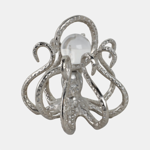 21460#8x8" Octopus With Acrylic Ball, Silver