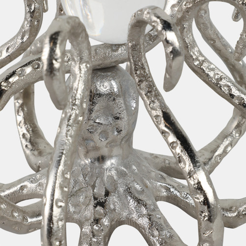21460#8x8" Octopus With Acrylic Ball, Silver
