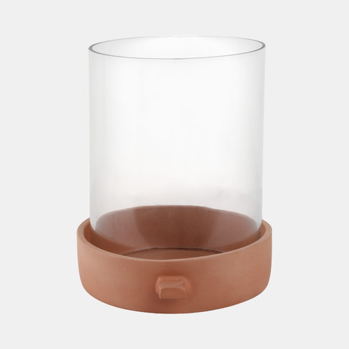 21485-01#13x12" Terracotta Hurricane Pillar Holder, Natural