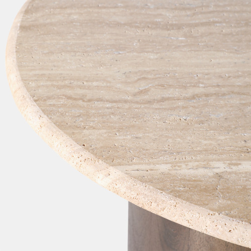 21493#48x16 Curvy Travertine Top Coffee Table, Bwn 2bxs