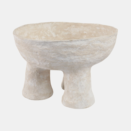 21494#15x10" 3-footed Paper Mache Bowl, White