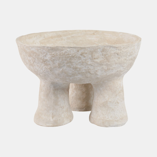 21494#15x10" 3-footed Paper Mache Bowl, White