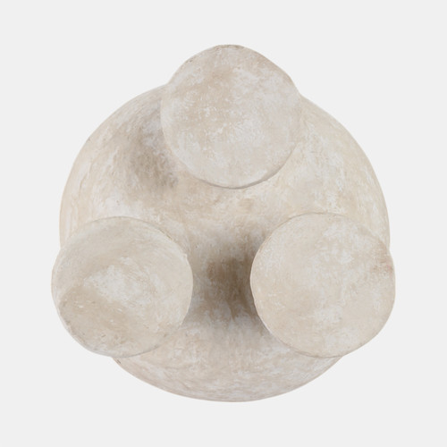 21494#15x10" 3-footed Paper Mache Bowl, White