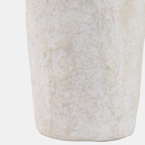 21498-01#20x12" Paper Mache Handle Vase, White