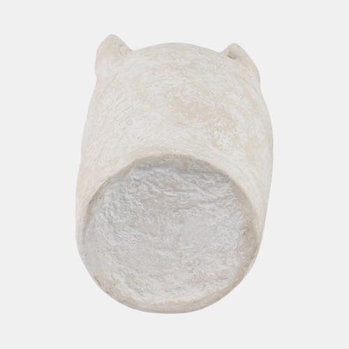 21498-01#20x12" Paper Mache Handle Vase, White