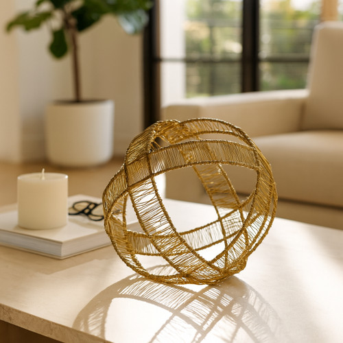 21500-01#8" Woven Metal Orb, Gold