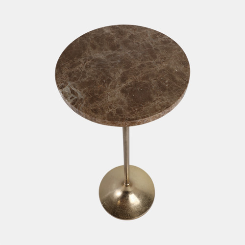 21515-02#27x10" Marble Top Drink Table, Tan/gold