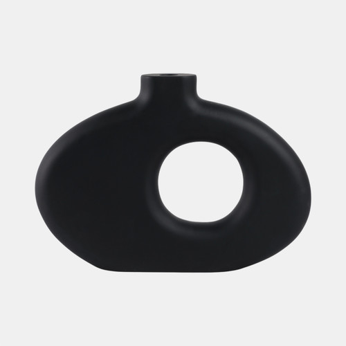 17558-04#15x10" Cut-out Wood Vase, Black