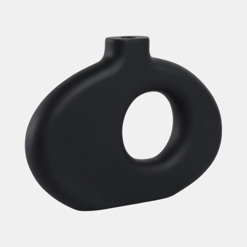 17558-04#15x10" Cut-out Wood Vase, Black