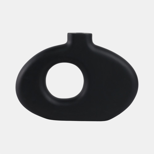 17558-04#15x10" Cut-out Wood Vase, Black