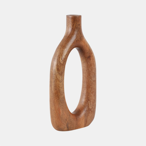 21531-01#14x7" Open Cut-out Wood Vase, Natural