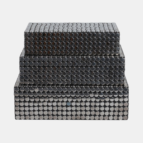 21550#S/3 10/11/12" Studded Boxes, Black