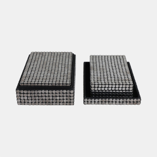 21550#S/3 10/11/12" Studded Boxes, Black