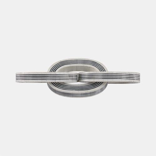 21566#15x5" 3-link Resin Chain With Lines, White/black