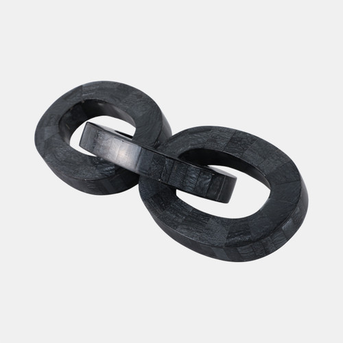 21567#15x5" 3-link Marbled Resin Chain, Black/white