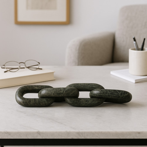 21587-02#14x3" 4-link Marble Chain, Forest Green