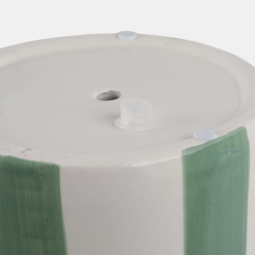 21607-02#S/2 6/8" Striped Scallop Edge Planters, Wht/grn