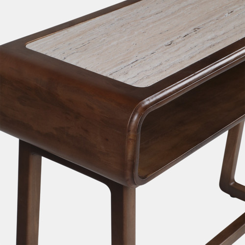 21621-01#42x30" Travertine Inlay Console Table, Brown
