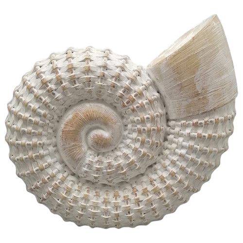 16883-02#12x11" Woven Shell Decor, White