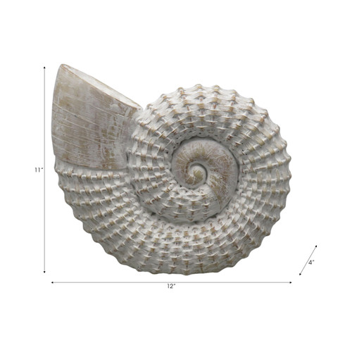 16883-02#12x11" Woven Shell Decor, White