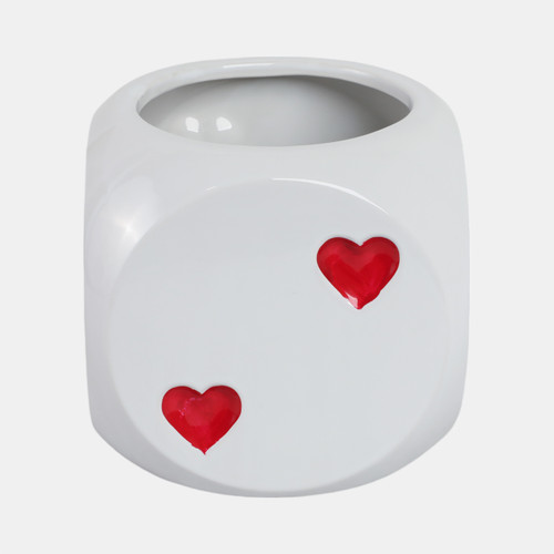 21632-01#6" Dice Planter, White/red
