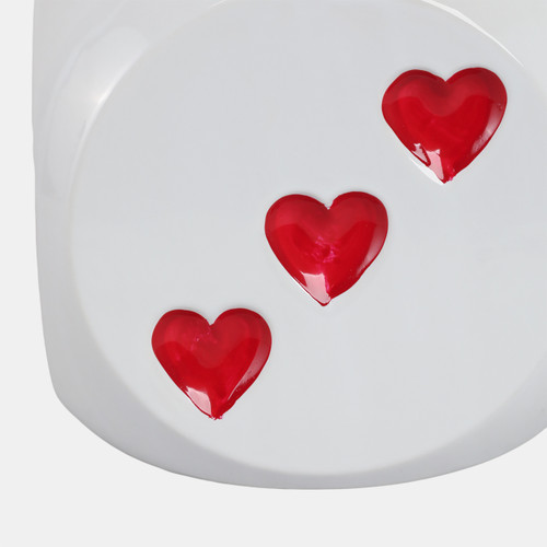 21632-01#6" Dice Planter, White/red