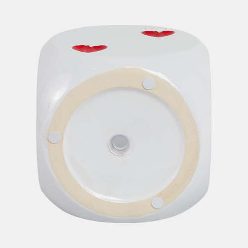 21632-01#6" Dice Planter, White/red