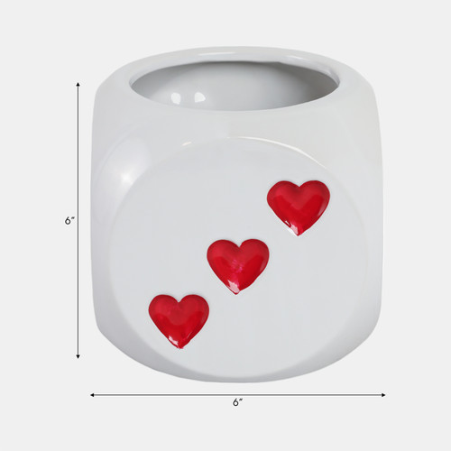 21632-01#6" Dice Planter, White/red