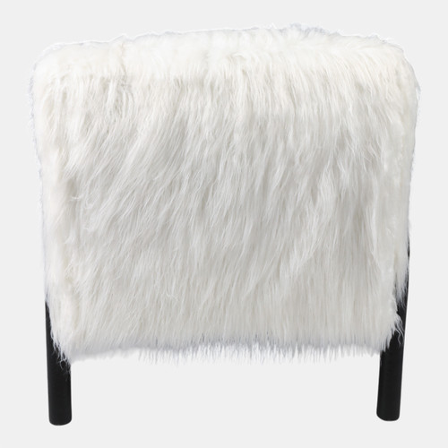 21638#Curved Arm Furry Accent Chair, Ivory
