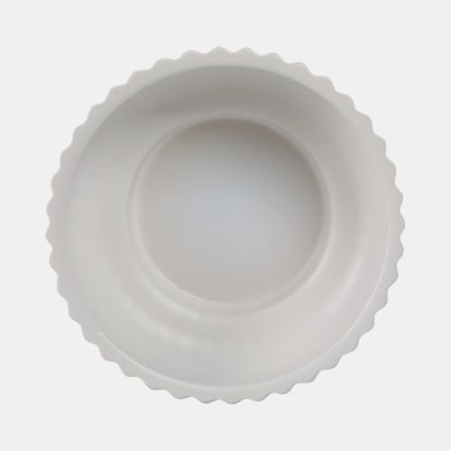 21649#12x5" Ridged Pedestal Bowl, White