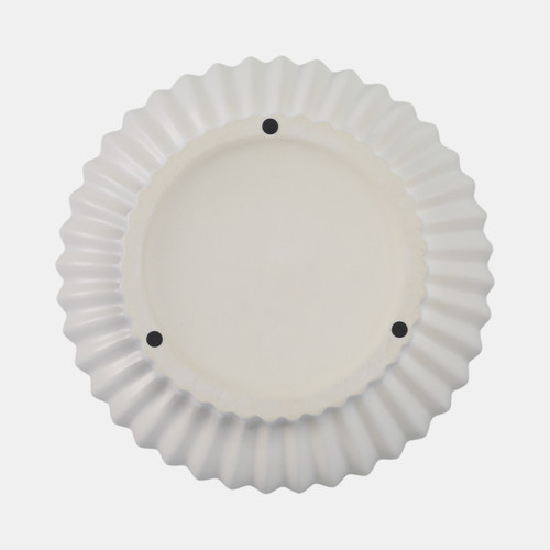 21649#12x5" Ridged Pedestal Bowl, White