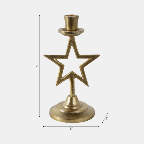 21659-02#9x5" Star Taper Holder, Gold