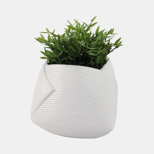 21664#8" Abstract Planter, White