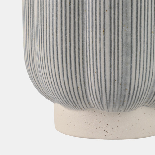 21668-01#S/2 6/8" Scallop Shaped Planters, Blue/ivory