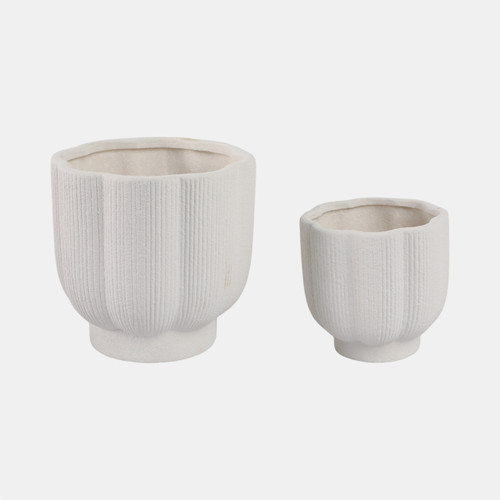 21668-02#S/2 6/8" Scallop Shaped Planters, White