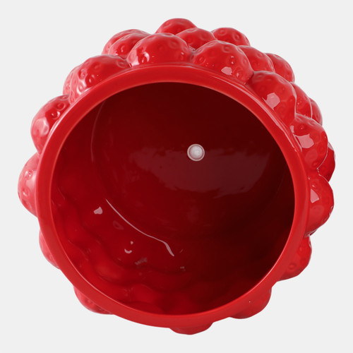 20273-03#7" Strawberries Flower Pot, Red