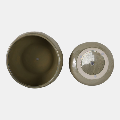 20251-05#S/2 10/12" Iridescent Bowl Planters, Green