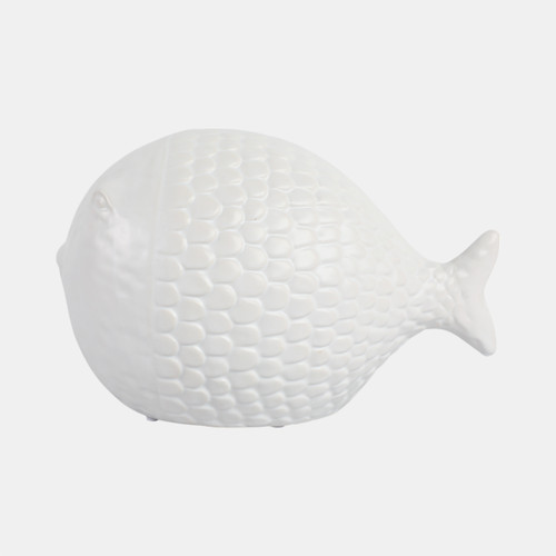 21787#10" Scaled Fish Figurine, White
