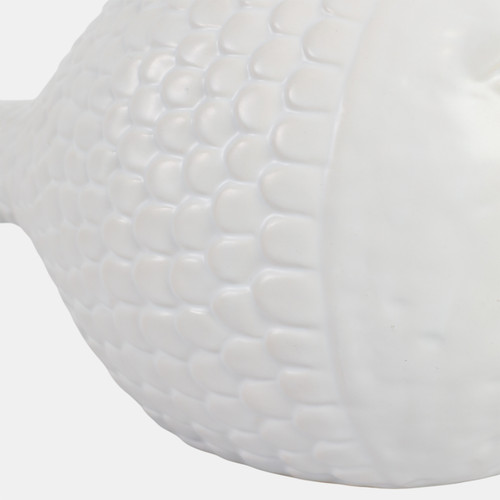 21787#10" Scaled Fish Figurine, White