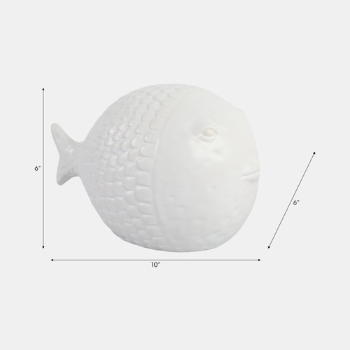 21787#10" Scaled Fish Figurine, White