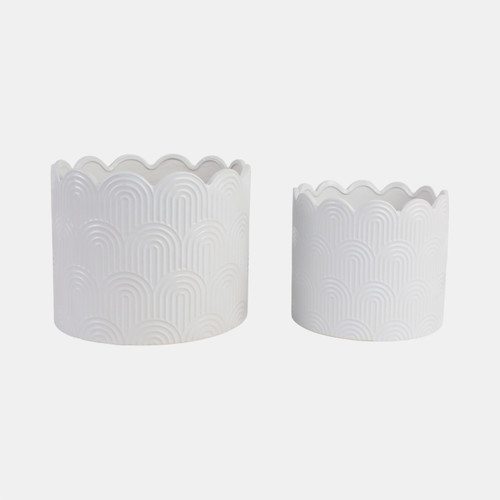 21792-04#S/2 9/12"  Arch Planters, White